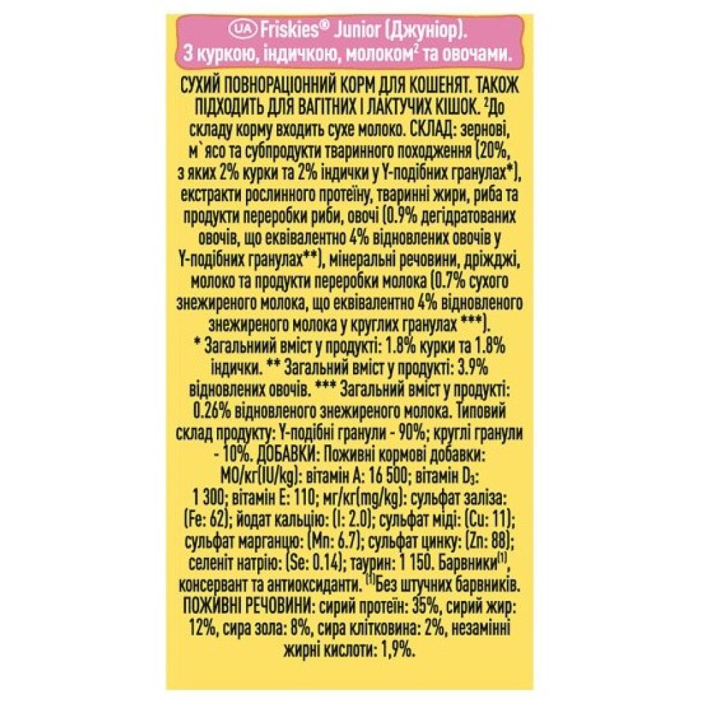 Сухой корм для котят Friskies Junior с курицей, индейкой и овощами 300 г
