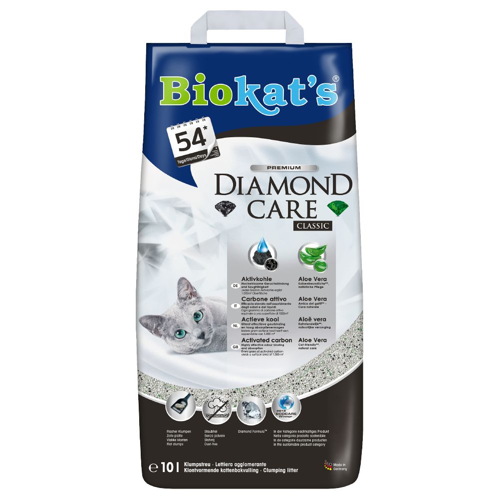 Biokatʼs Diamond Care Classic - наповнювач, що комкується, з активованим вугіллям, без запаху