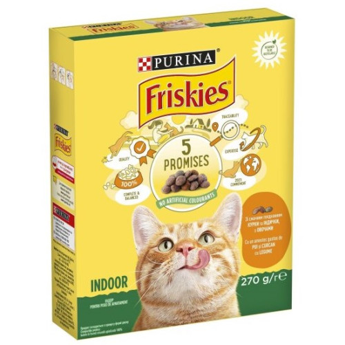 Сухой корм для взрослых котов Friskies Indoor постоянно находящихся в помещении с курицей и индейкой, с овощами 270 (г)