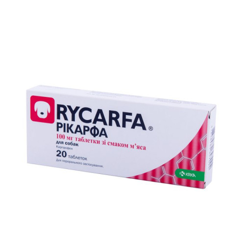 Препарат противовоспалительный обезболивающий для собак KRKA Рикарфа 100 мг 20 таб