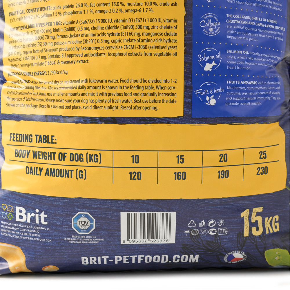 Сухой корм Brit Premium Dog Adult M для взрослых собак средних пород со вкусом курицы 15 кг