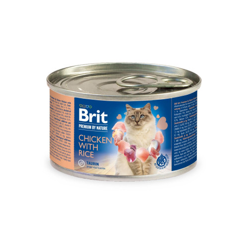 Вологий корм для кішок Brit Premium з куркою та рисом 200 г