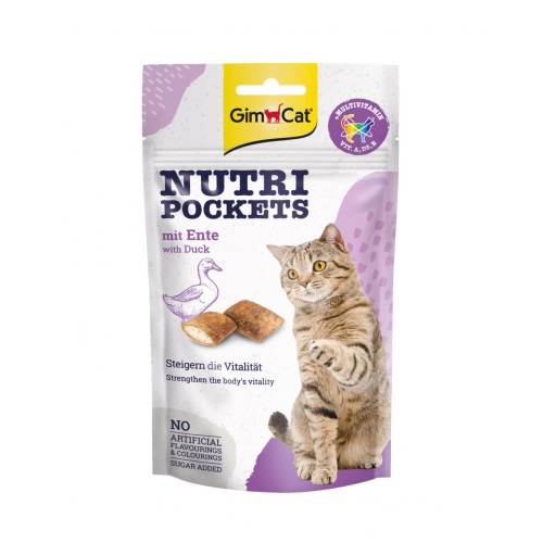 Лакомство для кошек GimCat Nutri Pockets витаминизированное с уткой+мультивитамин 60 г
