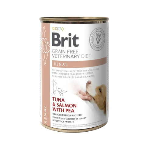 Влажный корм Brit VetDiets Renal для собак с хронической почечной недостаточностью, 400 г (тунец и лосось)