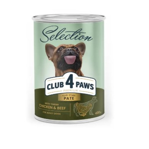 Мясной паштет Premium Selection для взрослых собак Club 4 Paws 400 г (курица и говядина)