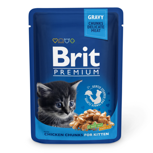 Вологий корм для кошенят Brit Premium Шматочки з куркою 100 г
