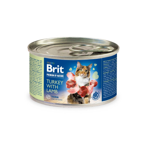 Вологий корм для кішок Brit Premium з ягнятком та індичкою 200 г