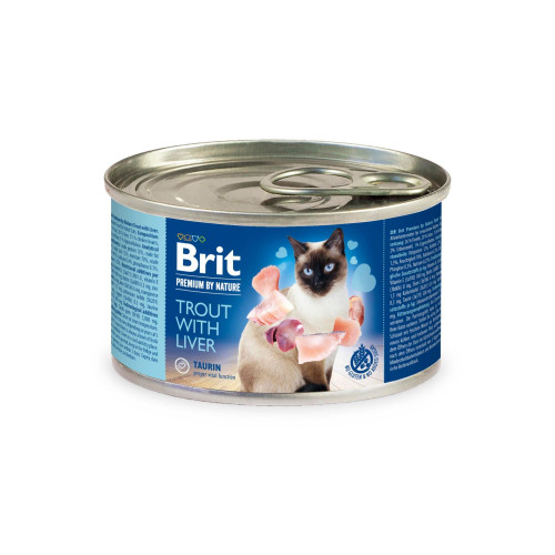 Влажный корм для кошек Brit Premium с форелью и печенью 200 г