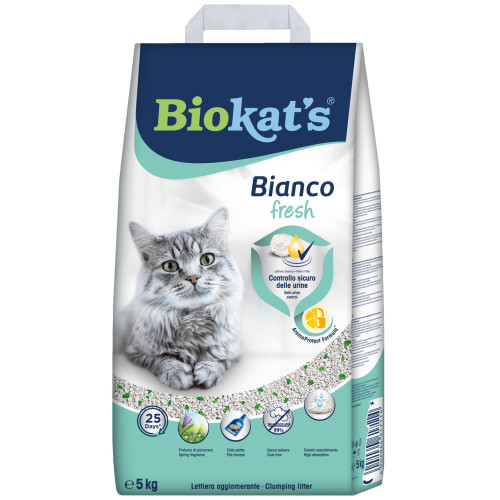 Наповнювач для котячого туалету, що комкується, з ароматом Biokatʼs Bianco Fresh 5 (кг)