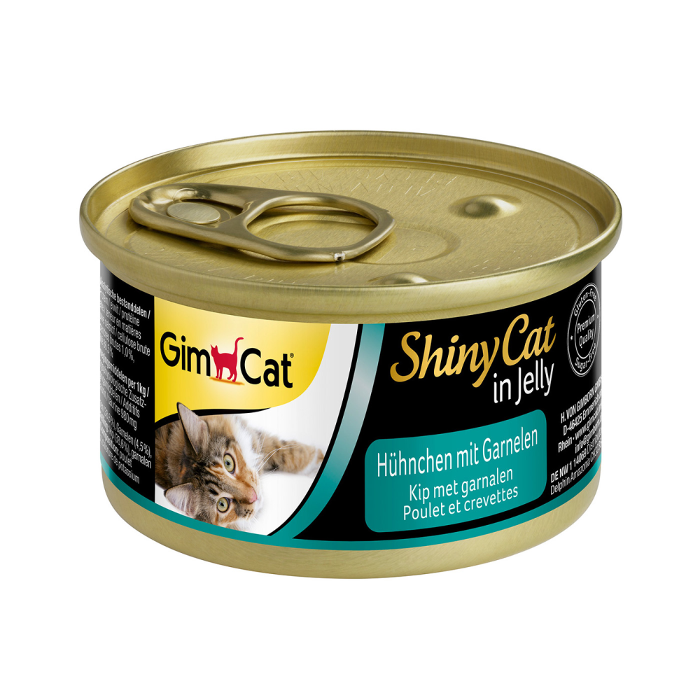 Вологий корм для кішок Gimpet ShinyCat з куркою та креветками 70 г
