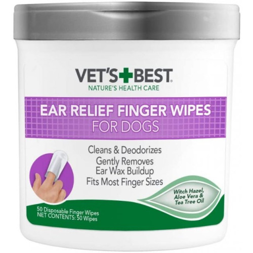 Вологі серветки для чищення вух Vet's Best Ear Relief Finger Wipes 50шт