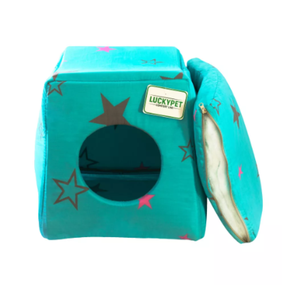 Домик-лежак Куб №1 Марс "Lucky Pet", бирюзовый, 36х36см