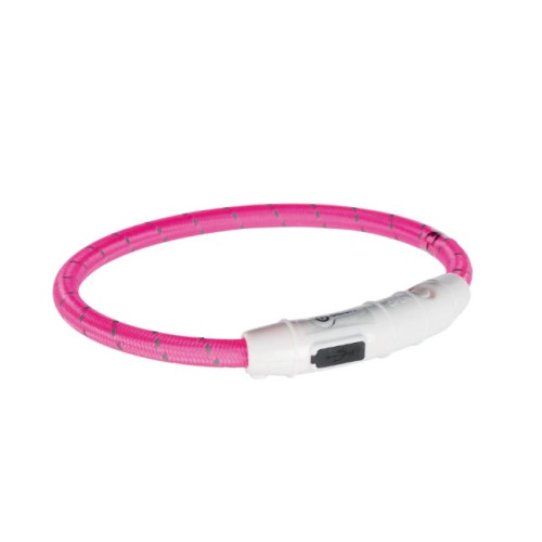 Нашийник Trixie поліуретановий світиться USB «Flash» XS-S (35cм /7мм), (рожевий)