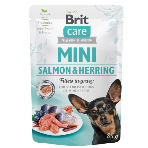 Вологий корм для собак Brit Care Mini філе лосося та оселедця в соусі 85 г