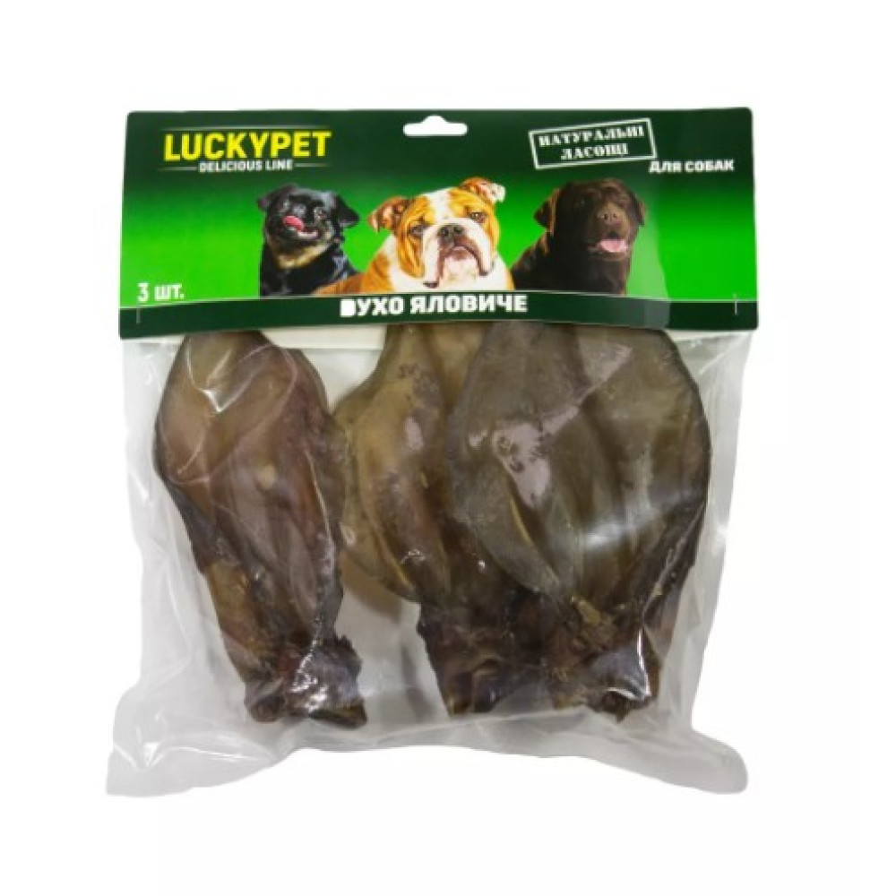 Лакомства "Luсky Pet" для собак, ухо говяжье 3 шт
