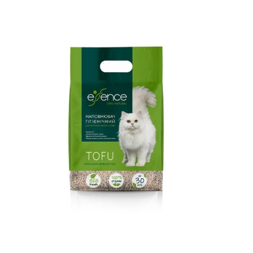 Наповнювач туалету для кішок Essence натуральний із ароматом зеленого чаю розмір гранул 1,5 мм, 6 л (тофу)