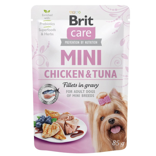 Вологий корм для собак Brit Care Mini з куркою та тунцем філе в соусі 85 г