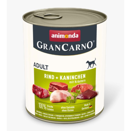 Консерва Animonda GranCarno  Adult Beef + Rabbit with Herbs для собак,с говядиной, кроликом и травой, 800 г