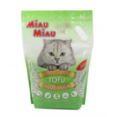 Наповнювач для котячого туалету MIAU MIAU, тофу, з ароматом алоє вера, 6л