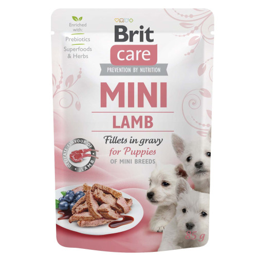 Влажный корм для щенков Brit Care Mini с ягненком филе в соусе 85 г