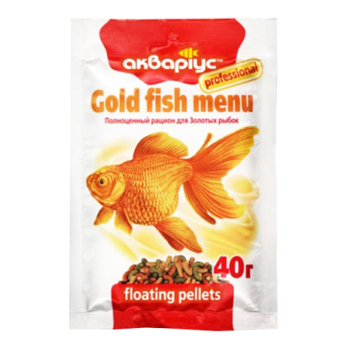 Корм для золотых рыбок Аквариус Gold Fish menu плавающие пеллеты 40 г