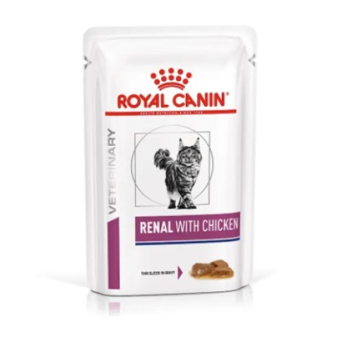 Вологий корм для кішок Royal Canin Renal Feline Chicken Pouches при захворюваннях нирок 12 шт х 85 г (курка)