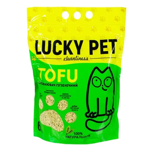 Наполнитель Lucky Pet из тофу для кошачьего туалета, с ароматом зеленого чая, 6 л