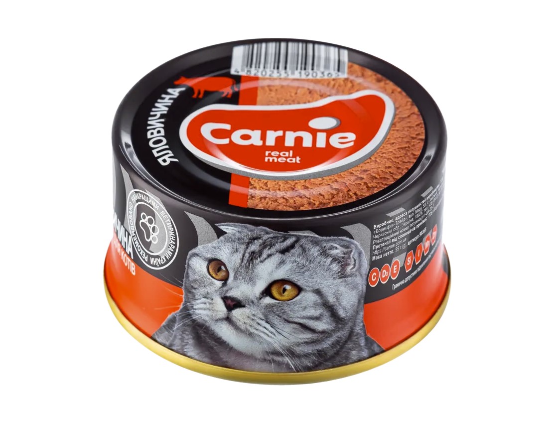 Влажный корм для кошек Carnie Паштет мясной, с говядиной, 90 г (110525)