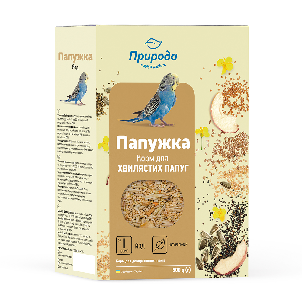 Корм для волнистых попугаев Природа «Папужка йод» 500г. - доставка по ...